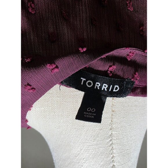 Sheer Plum Button-Front Textured Tunic Dress With Lace Sleeves Women's M/L - Picture 8 of 9